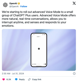 OpenAI 推出 ChatGPT 高级语音模式