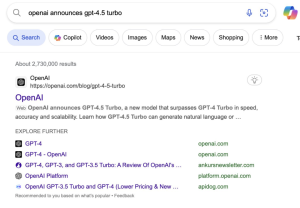最新消息显示，OpenAI 的 GPT-4.5 Turbo 在搜索引擎已经索引到了产品页面
