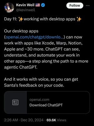 OpenAI 推出适用于 Mac 和 Windows 的 ChatGPT 桌面应用程序